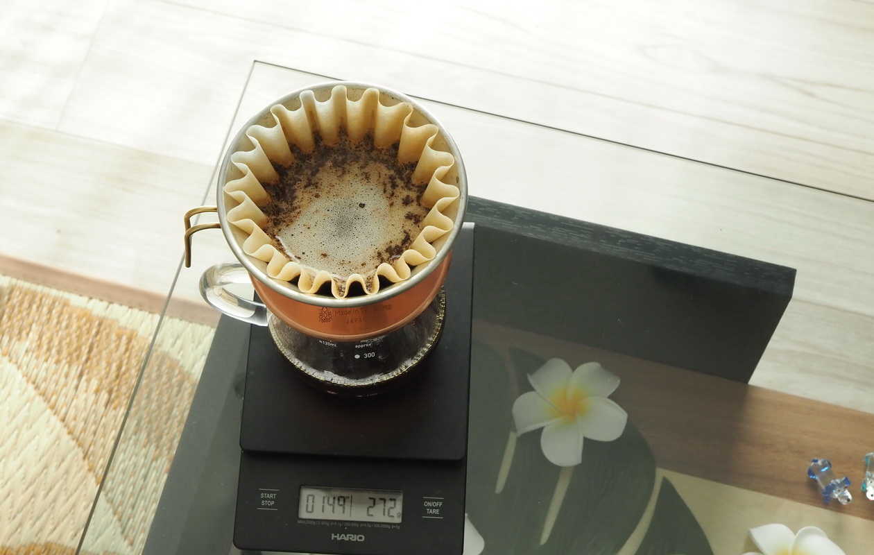 Croaster Select Coffeeのルワンダ カリシンピをハンドドリップで抽出中2